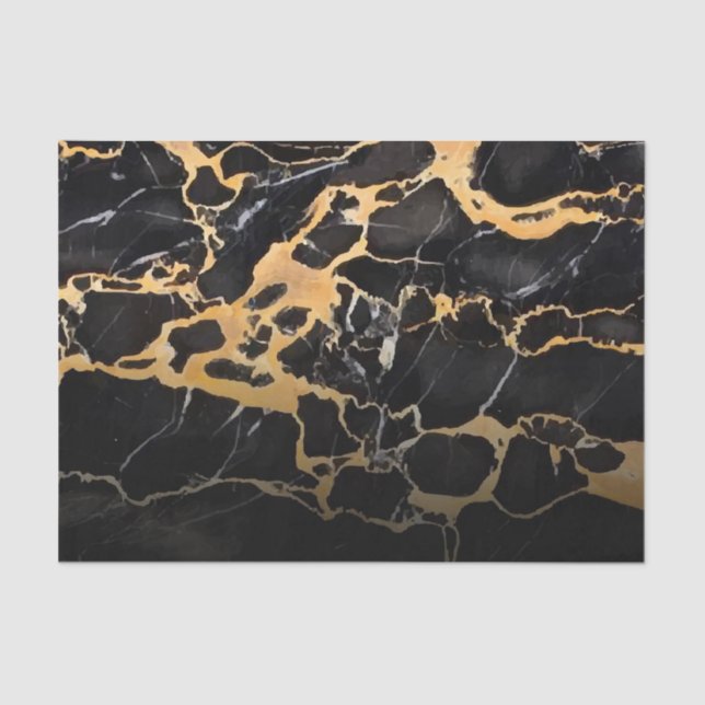 Papel De Seda Mármol negro y dorado (Anverso)