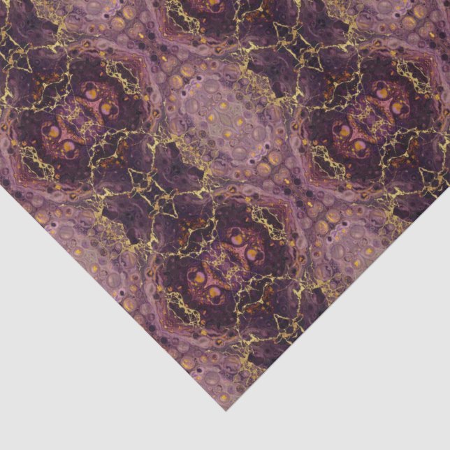 Papel De Seda Mármol púrpura y dorado de ciruela  (Detalle)