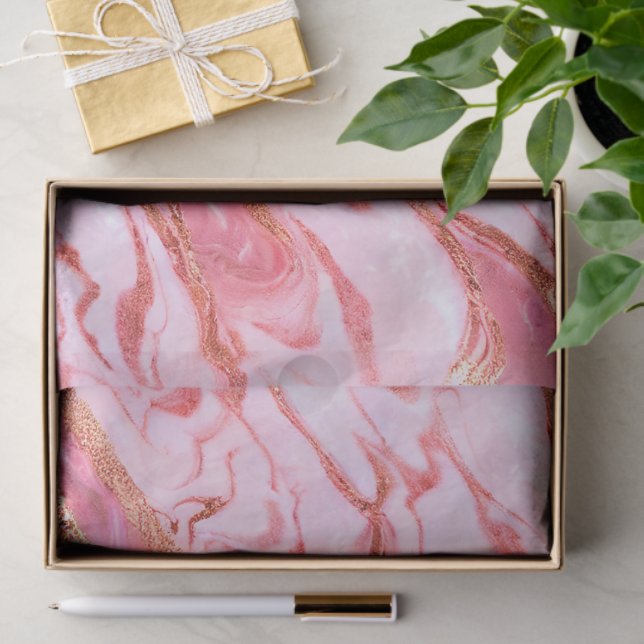 Papel De Seda Mármol rosa y Relieve metalizado dorado (Regalo )