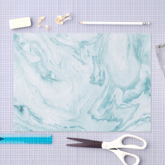 Papel De Seda Mármol Teal (Artesanía)
