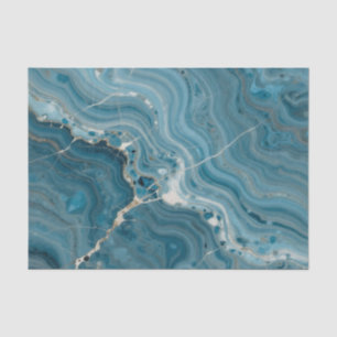 Papel De Seda Mármol Vena de Oro Ágata Azul