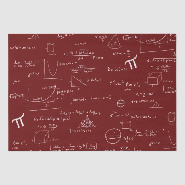 Papel De Seda Maroon White Mathematic Formulas Graphics (Anverso)