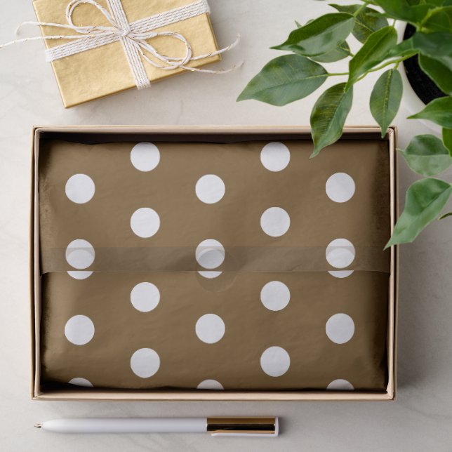 Papel De Seda MARRÓN BLANCO LUNares PERSONALIZADO CON ESTILO SIM (Regalo )