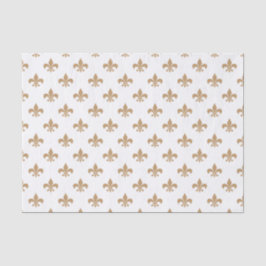 Papel De Seda Marrón Camello Fleur-de-lis sobre Blanco