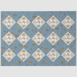 Papel De Seda Marrón ruidoso y azul turbulento deja monogramado