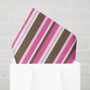 Papel de seda marrón y rosa a rayas