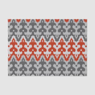 Papel De Seda Marroquí Ikat Damask, gris gráfico y rojo