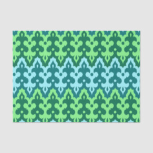 Papel De Seda Marroquí Ikat Damask, Turquoise & Jade Green
