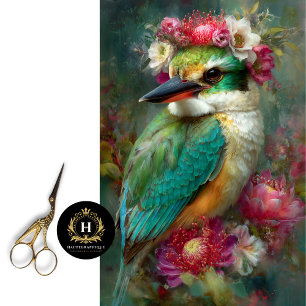Papel De Seda Martín Pescador y Floraciones de Protea Australian