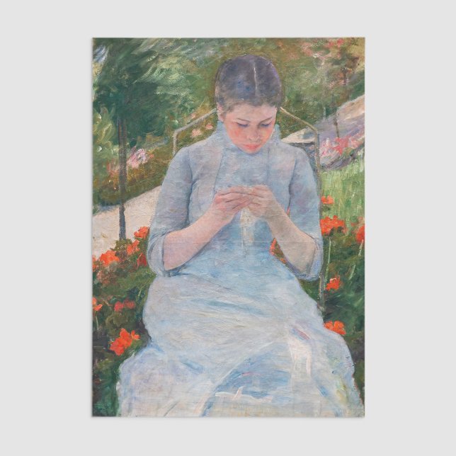Papel De Seda Mary Cassatt - Chica cosiendo en un jardín (Subido por el creador)