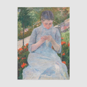 Papel De Seda Mary Cassatt - Niña cosiendo en un jardín