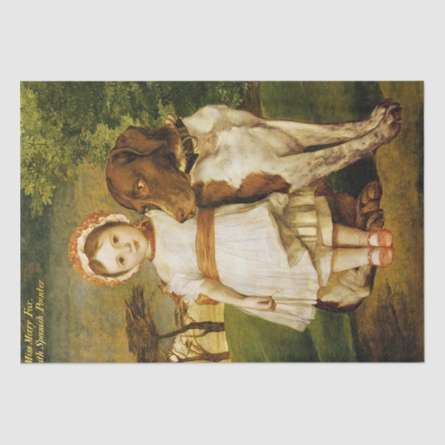 Papel De Seda Mary Fox Con Su Perro De Puntero Español (G.F. Wat (Anverso)