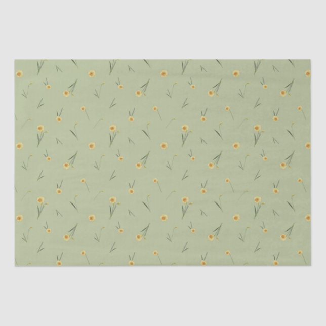 Papel De Seda Marzo Mes de Nacimiento Flor Amarillo Daffodil (Anverso)