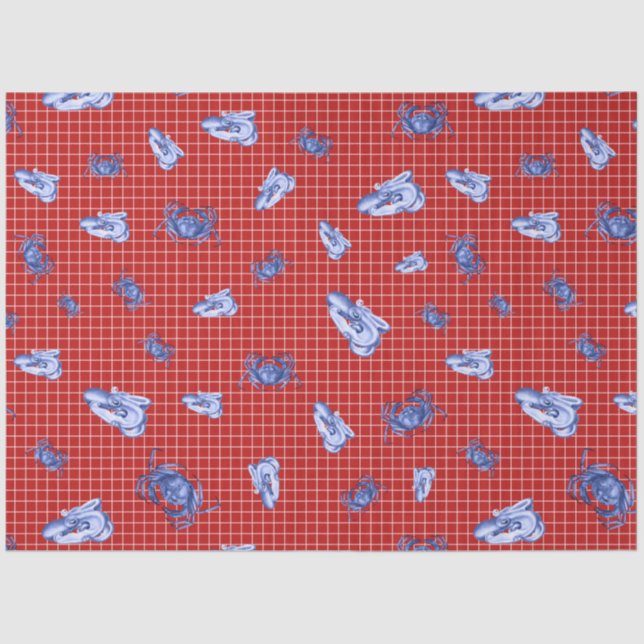 Papel De Seda Más diseño de series náuticas rojas y navales 11 (Anverso)