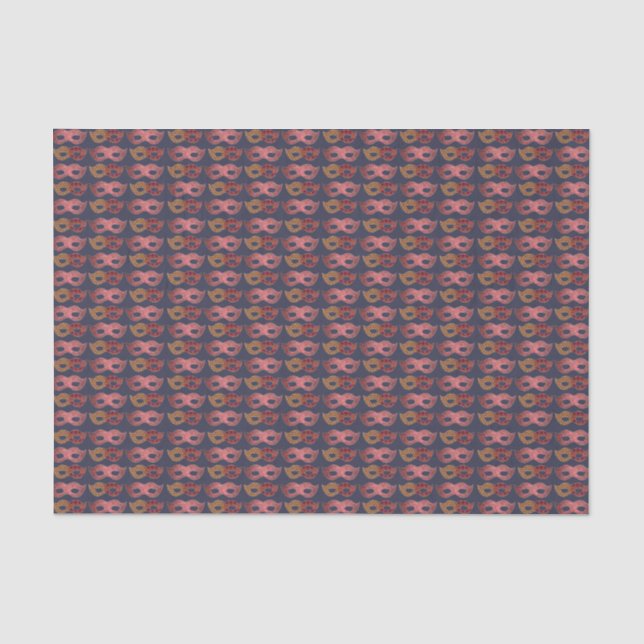 Papel De Seda Máscaras de disfraz de Borgoña Patrón (Anverso)