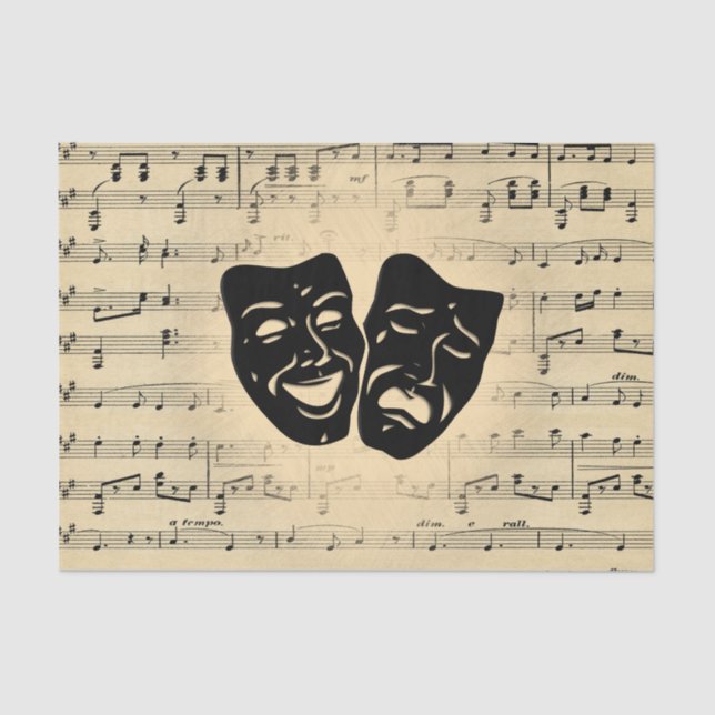 Papel De Seda Máscaras de teatro y música antigua (Anverso)