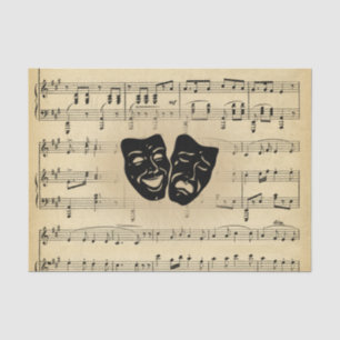 Papel De Seda Máscaras de teatro y música de hojas