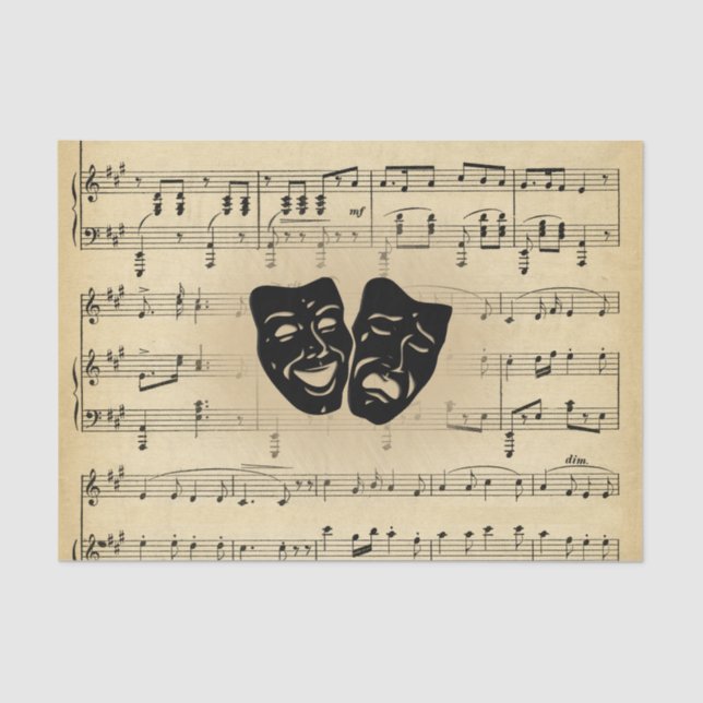 Papel De Seda Máscaras de teatro y música de hojas (Anverso)