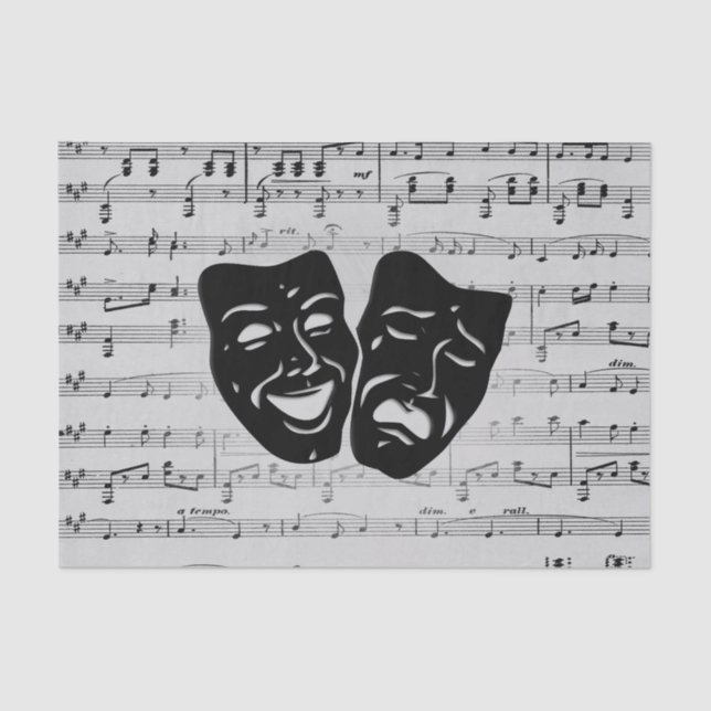 Papel De Seda Máscaras de teatro y música plateada (Anverso)