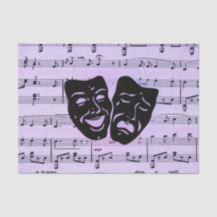 Papel De Seda Máscaras de teatro y música púrpura