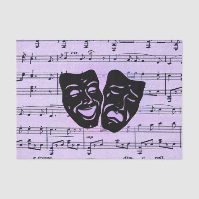 Papel De Seda Máscaras de teatro y música púrpura (Anverso)