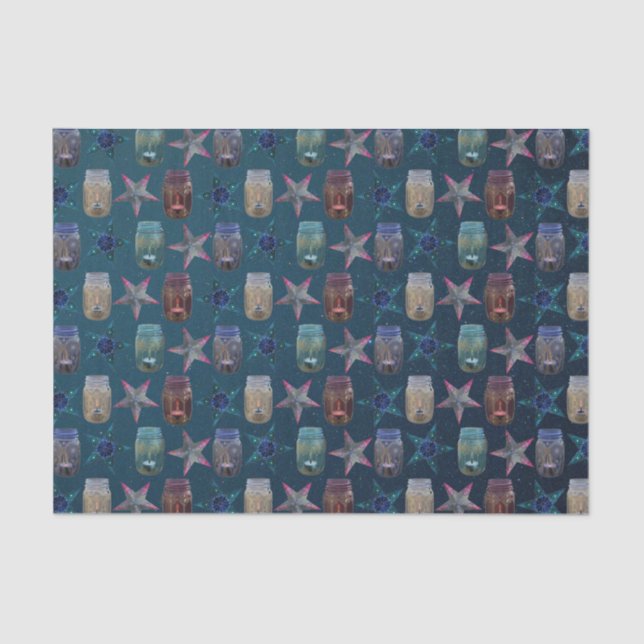 Papel De Seda Mason Jars and Bohemian Stars Pattern (Anverso)
