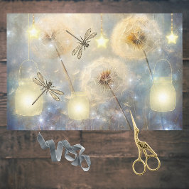 Papel De Seda Mason Jars Stars Dragonflies and Dandelion Seeds