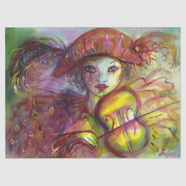 PAPEL DE SEDA MASQUERADE VENECIANO / JUGADOR DE VIOLÍN DE HARLEQ (Anverso)