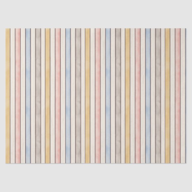 Papel De Seda Matching, Subdued Pink, Yellow and Blue Stripes  (Anverso)