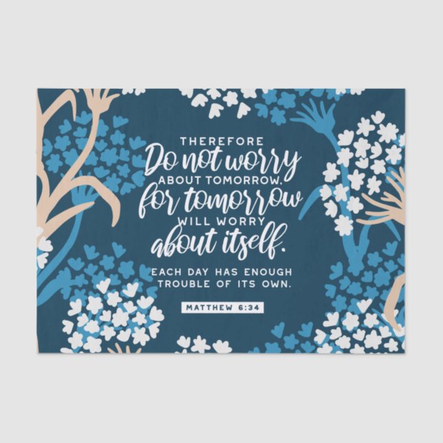 Papel De Seda Mateo 6:34 Verso de la Biblia (Anverso)