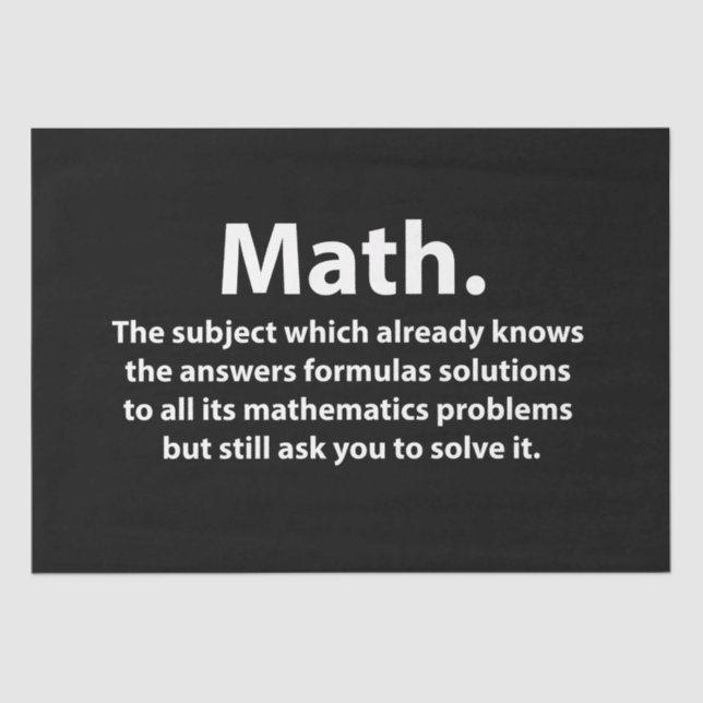 Papel De Seda Math Typography Funny Math (Anverso)