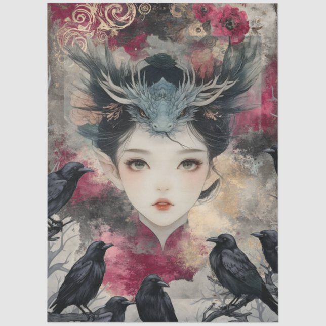 Papel De Seda Matiología gótica Nymph Fantasy Dragon (Anverso)