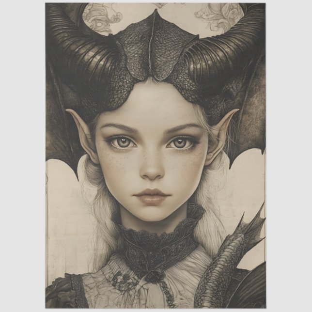 Papel De Seda Matiología gótica Nymph Fantasy Dragon (Anverso)