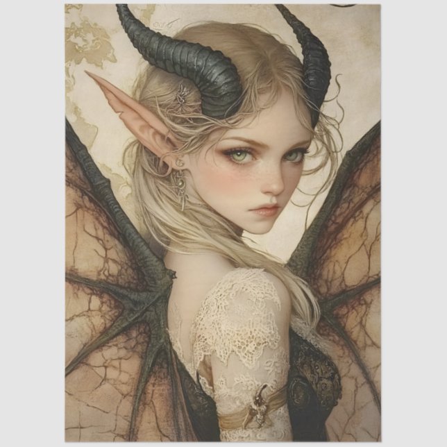 Papel De Seda Matiología gótica Nymph Fantasy Dragon (Anverso)