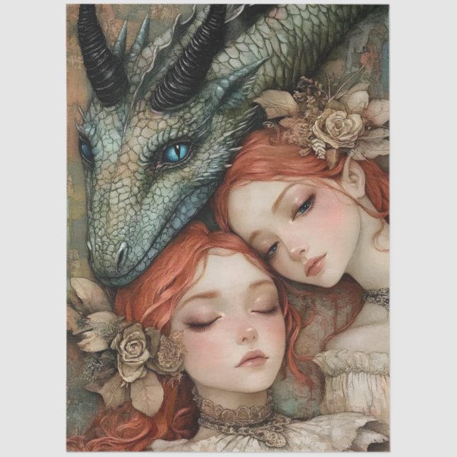 Papel De Seda Matiología gótica Nymph Fantasy Dragon (Anverso)