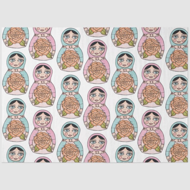 Papel De Seda Matryoshka Muñeca Nesting Babushka Toy Soft Wrap (Anverso)