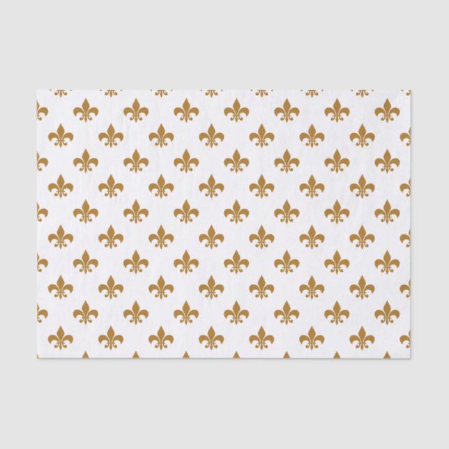 Papel De Seda Matte Gold Fleur-de-lis en blanco (Anverso)
