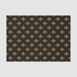 Papel De Seda Matte Gold Fleur-de-lis en negro