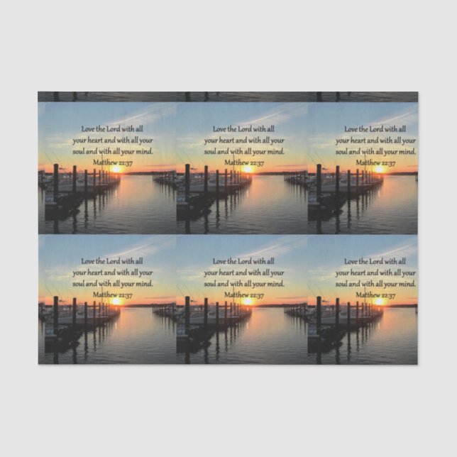 PAPEL DE SEDA MATTHEW 22:37 SUNRISE SCRIPTURE VERSE DISEÑN (Anverso)