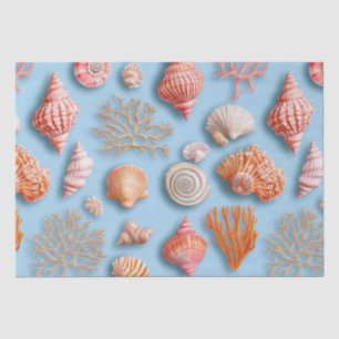 Papel De Seda Maximalista Estrella de Mar Coral Azul