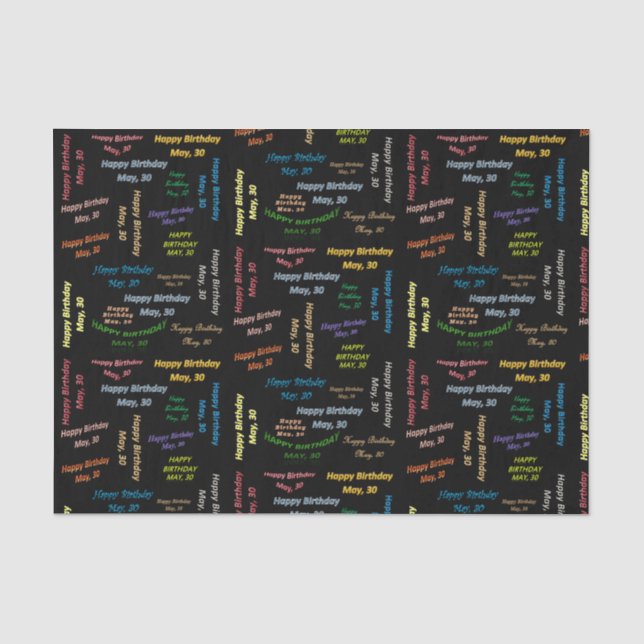 Papel De Seda May, 30 Birthday Tissue Paper (Anverso)