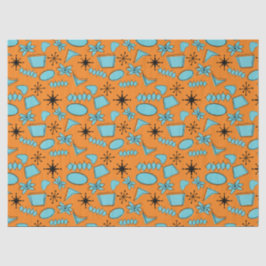 Papel De Seda MCM Formas atómicas Turquesa en Naranja