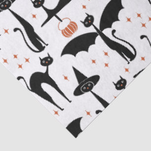 Papel De Seda MCM Halloween Vestido Vestido Minimalista Gatos Bl
