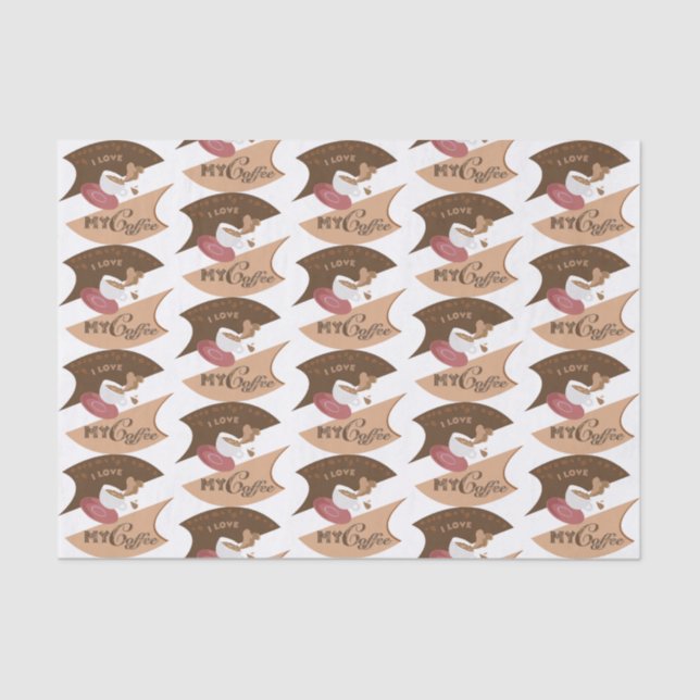 Papel De Seda Me encanta mi café retro Java (Anverso)