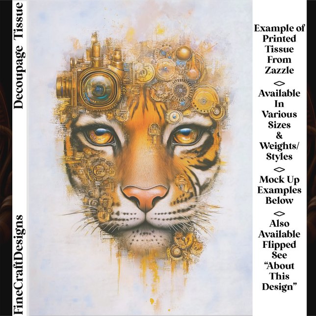 Papel De Seda Mechanical Steampunk Tiger Face ER1L Decoupage (Subido por el creador)