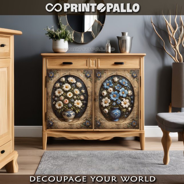 Papel De Seda Mechón de dos flores para el gabinete de dos puert (Subido por el creador)