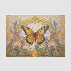 Papel De Seda Medallón de belleza alada, mariposa monarca