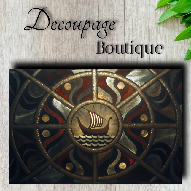 Papel De Seda Medallón de Decoupage de Barco Largo Vikingo (Viking Longship Medallion Decoupage Tissue Paper)