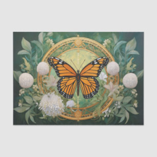 Papel De Seda Medallón de Flor Silvestre Monarca Diente de León