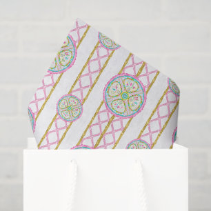 Papel De Seda Medallón de Mahjong Brillante Acuarela